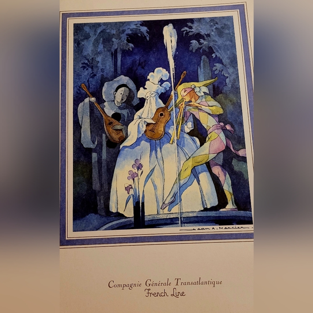 Art Print - Vintage MENU Cover  By Jean A. Mercier.